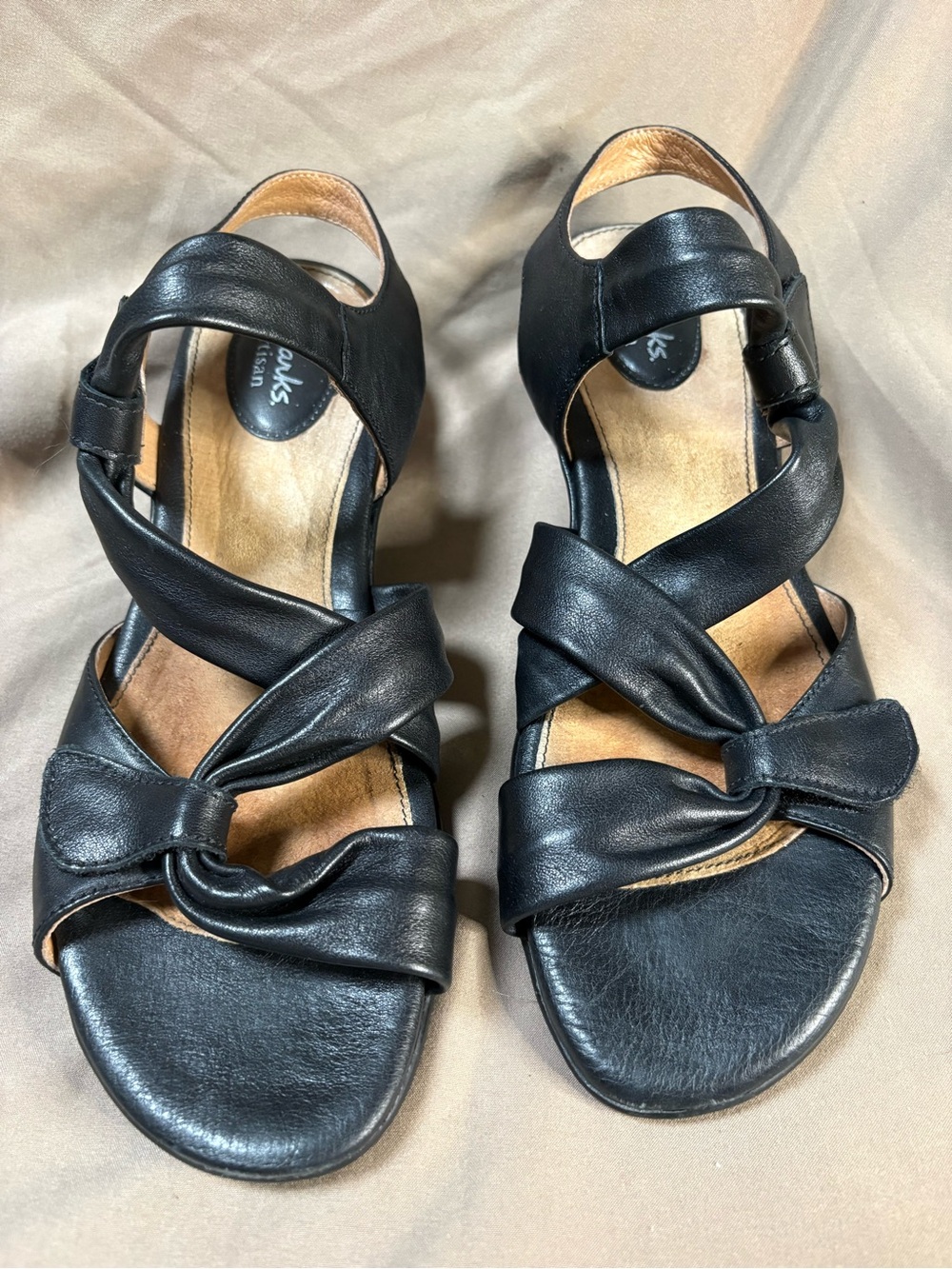 Clarks Black and Tan Leather Women's Sandal